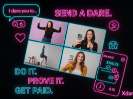 Xdares promotional graphic illustrating the social dare economy with neon challenge visuals.”